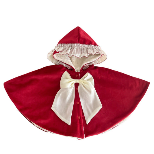 Little Red Velvet Bow Cape