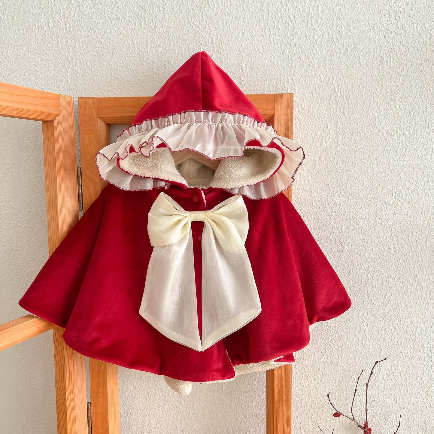 Little Red Velvet Bow Cape