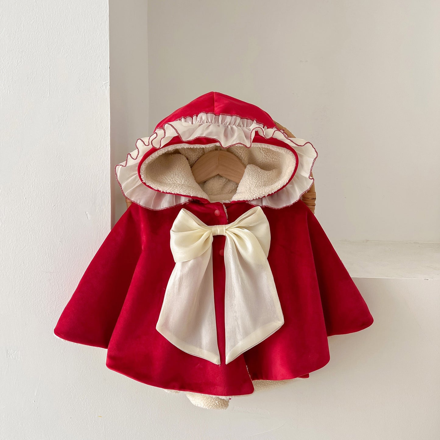 Little Red Velvet Bow Cape