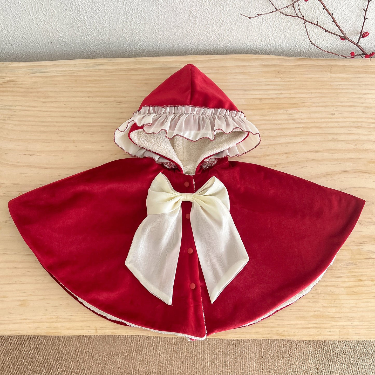 Little Red Velvet Bow Cape